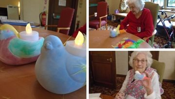 Tetbury care home create beautiful bisque bird tea lights